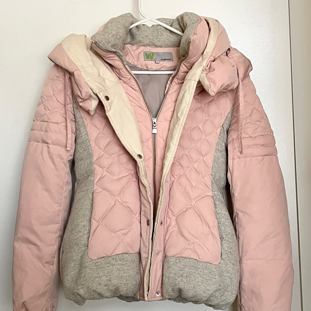 Pink and Gray Quilted Puffer
